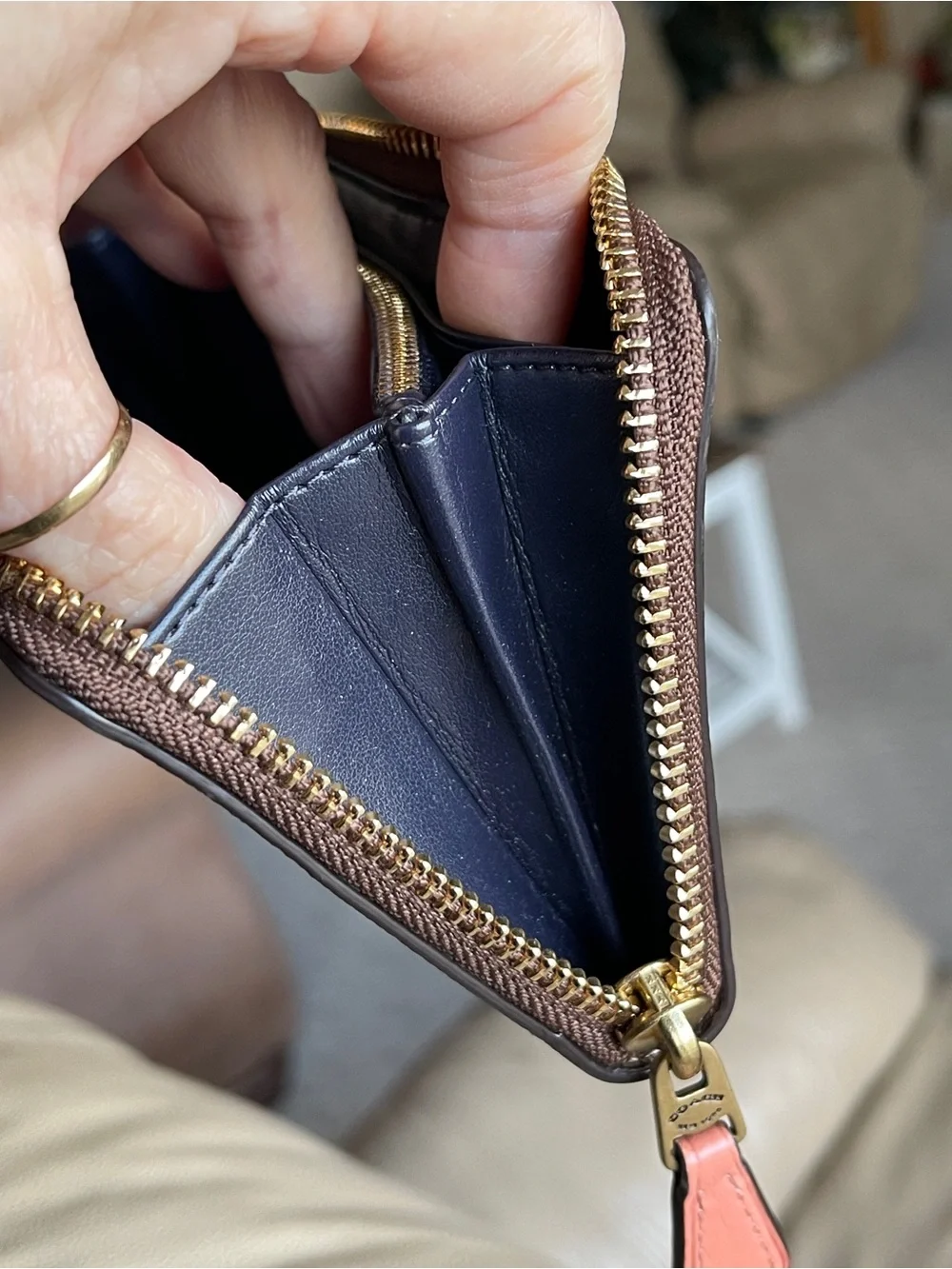 Coach Signature Zip Around Accordion Wallet in Midnight